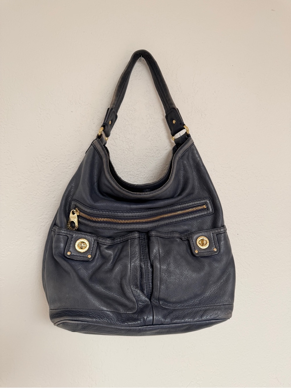 MARC by MARC JACOBS navy blue faridah leather shoulder hobo bag